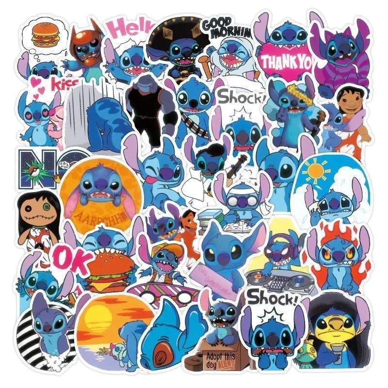 

50pcs Cartoon Animation Lilo & Stitch Sticker Handbook Children's Cartoon Decoration Waterproof Stickers Stitch Peripheral