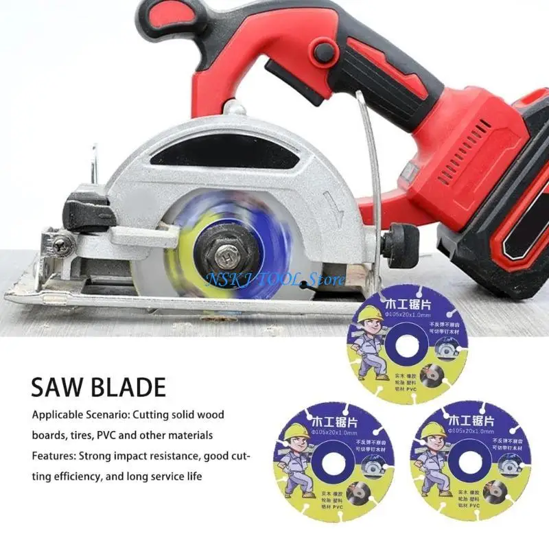 

L8RC 3Pieces 105mm Woodworking Sawblade Solid Board Cutting Sheet Grinder