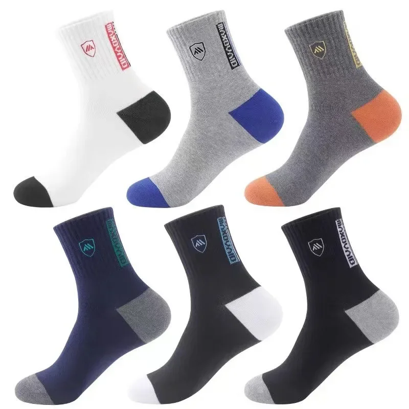 5 Pairs Box Classic Soft Business Socks Crew Bamboo Polyester Fiber Men Tube Sport Socks Set in A Box 100% Cotton Thick Socks