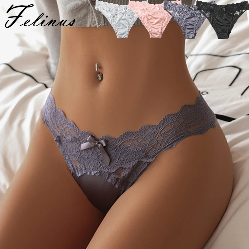 Felinus Damen Sexy Spitzen-Slip G-String Low-Waist-Unterwäsche Damen Satin-Unterhose Europäische und amerikanische Versuchung Dessous