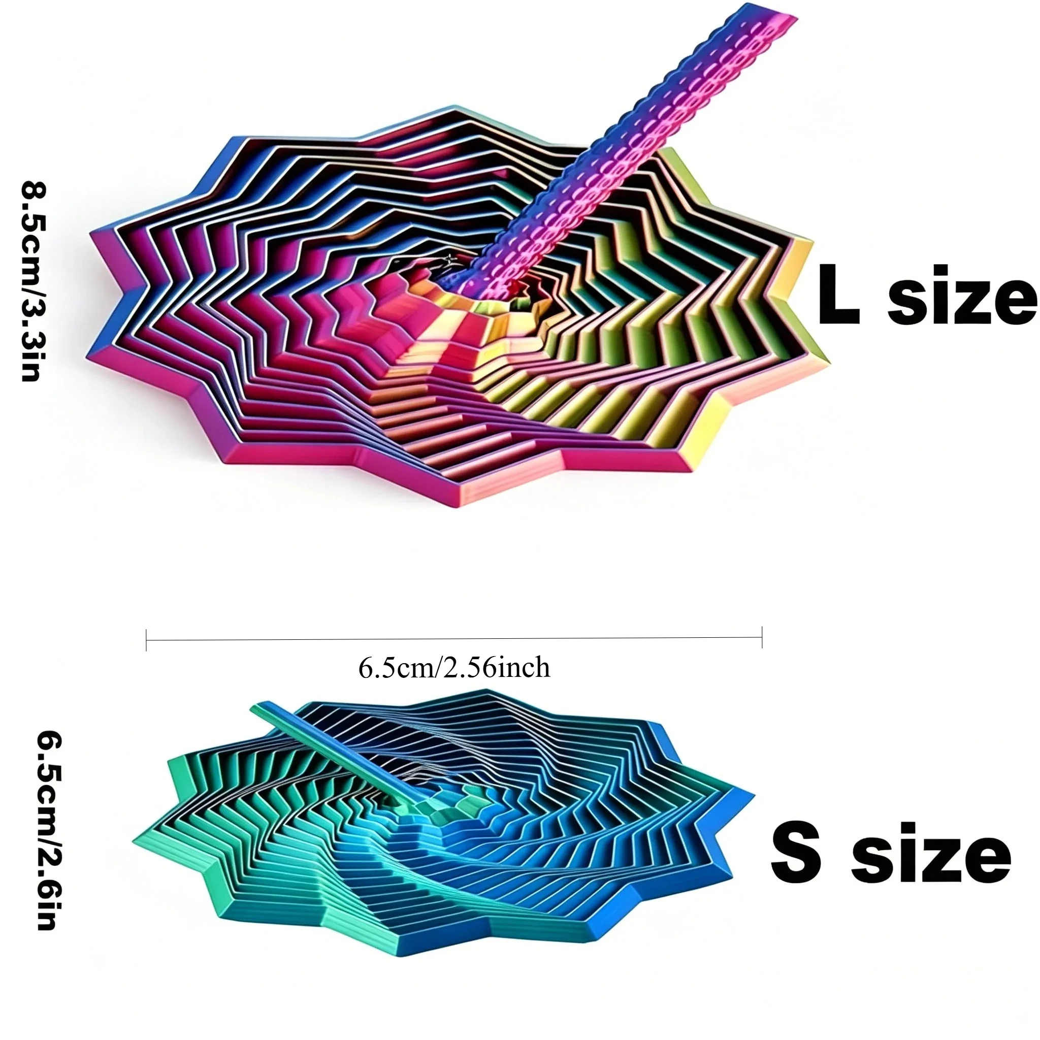 1 Random Color Star Finger Topper - 2 Sizes of Gradient Rotating Polygons, Expandable Sensory Desktop Decoration image 6