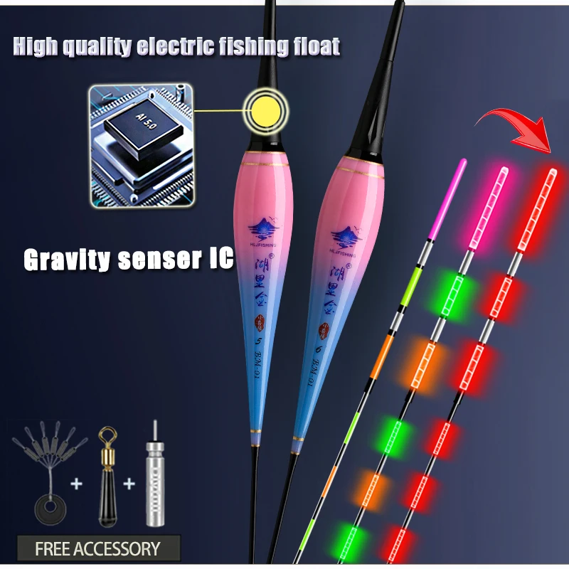 2pcs/Lot Fishing Floats CR425 Gravity Sensor Smart IC Cool Light LED Electric Night Fishing Floaters No Dazzle Bobbers