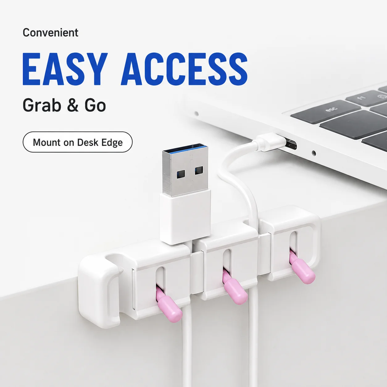 3-Slot Lever Cable Organizer for Desk Adhesive Cord Holder Clips for Charging Cables USB Wire Management Desktop Cable Holder - view 6