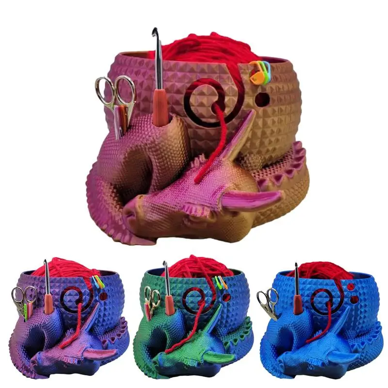 cute Yarn Bowl Crochet Organizer Storage Holder Non Slip Eco-friendly New Handmade DIY For Knitting Crochet Skeins Dragon & Egg