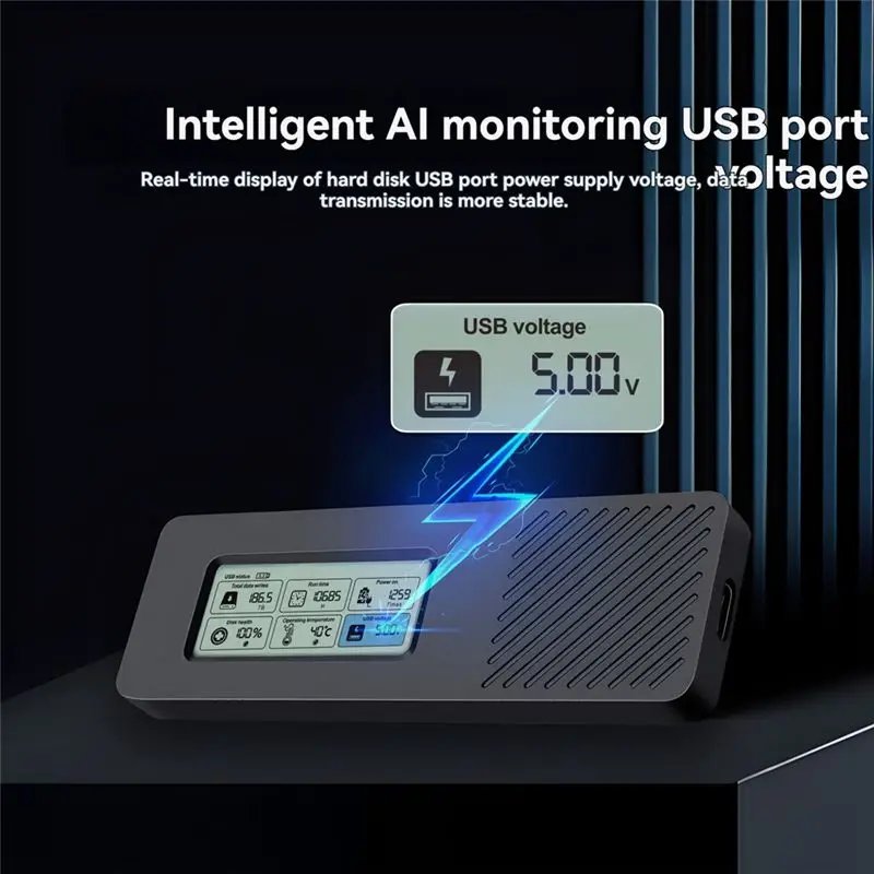 A29F-M.2 Hard Drive Box NGFF SATA Protocol SSD Enclosure 5Gbps USB3.2 Intelligent Digital Display M.2 SSD Case