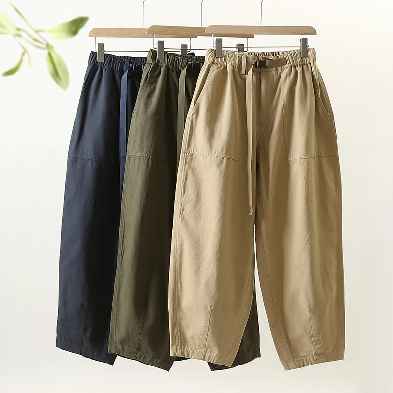 

Мужские повседневные свободные брюки из хлопка цвета хаки, прямого кроя, в стиле Харадзюку, со средней посадкой, на молнии, модные, городские, весна-лето