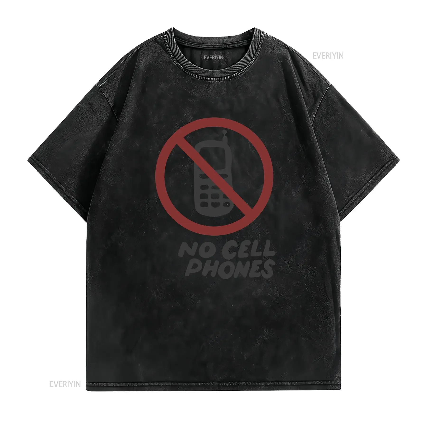 Luke's Diner No Cells Phone T Shirt vintage Washed Casual Slightly Breathable streetwear Top For Everyday Wear homme Stylish