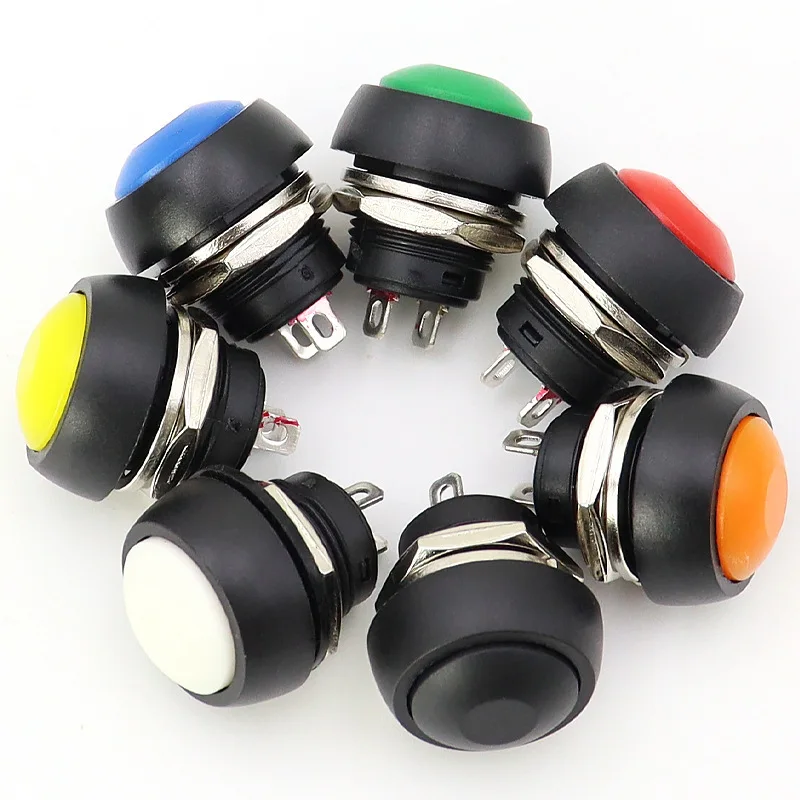 5pcs Small Round PBS33B Waterproof Push Button Switch NoLock Reset Function