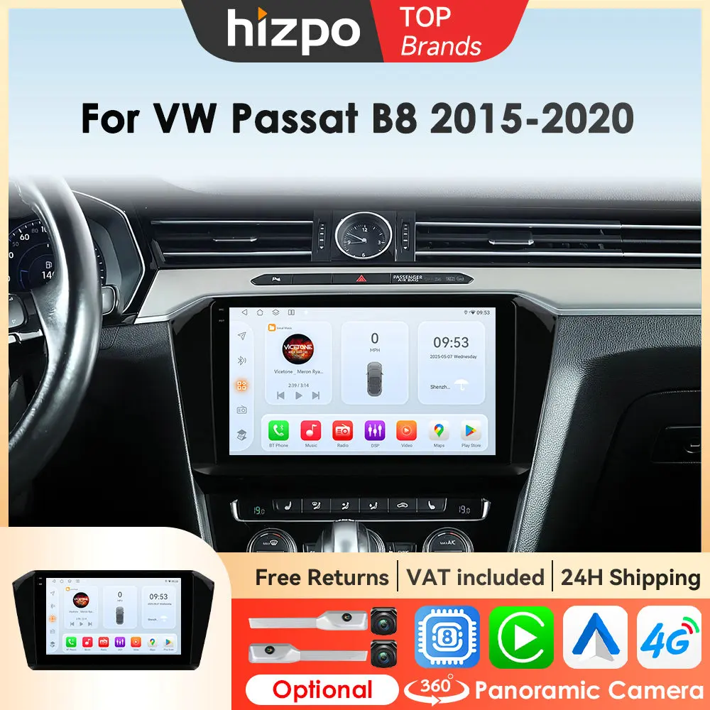 Hizpo Android 14 Carplay Per Volkswagen VW Magotan Passat B8 2015 2016 2017 2018 2019 2020 Autoradio Lettore GPS Multimediale 8core