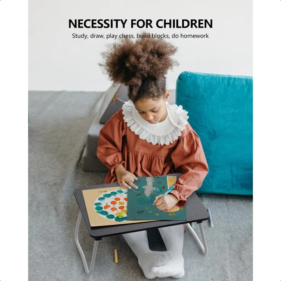 Laptop Bed Desk Foldable Lap Desk Portable Laptop Stand Lightweight Mini Table for Breakfast Picnic Drawing Couch Floor Black