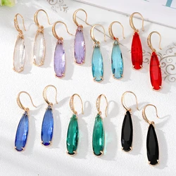 Zircon Color Water Drop Crystal Drop Earrings For Women Gift New Fashion Geometric Pendant Earring Party Wedding Luxury Jewelry