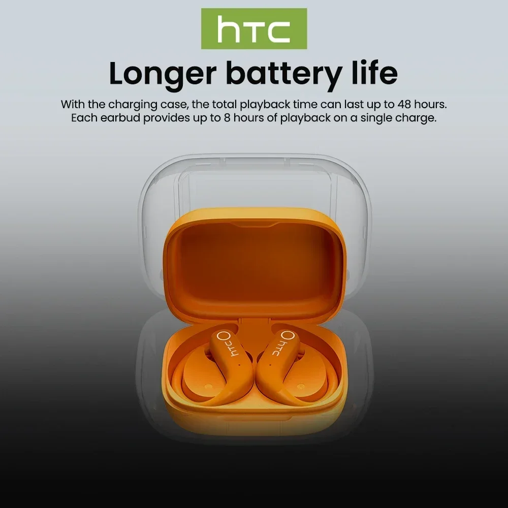 سماعات الرأس اللاسلكية HTC NE61، سماعات بلوتوث للحد من الضوضاء، سماعات أذن رياضية للتمرين، مترجم AI، مراقبة معدل ضربات القلب