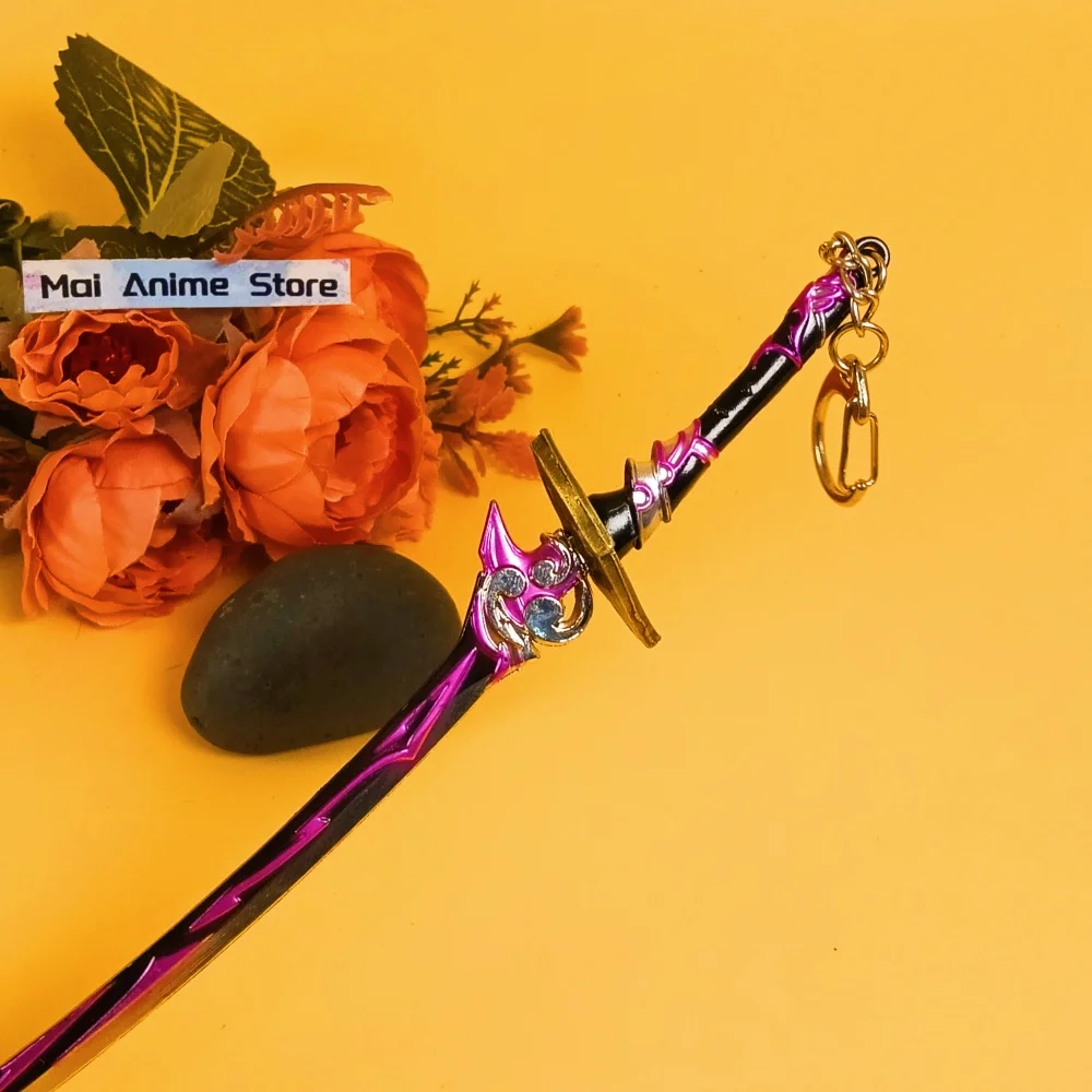 Genshin Katana – sabre de samouraï Original, 8.6 pouces, véritable Katana Raiden Shogun Ninja, couteau en métal damas, épée non tranchante, jouet cadeau