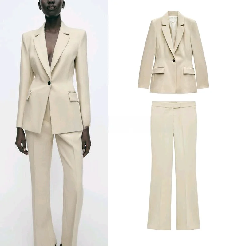 Slizing costume sur mesure Jaet avec épaulettes ensemble pantalon Long Sve vêtements de travail professionnels pour femmes fibre de Polyester