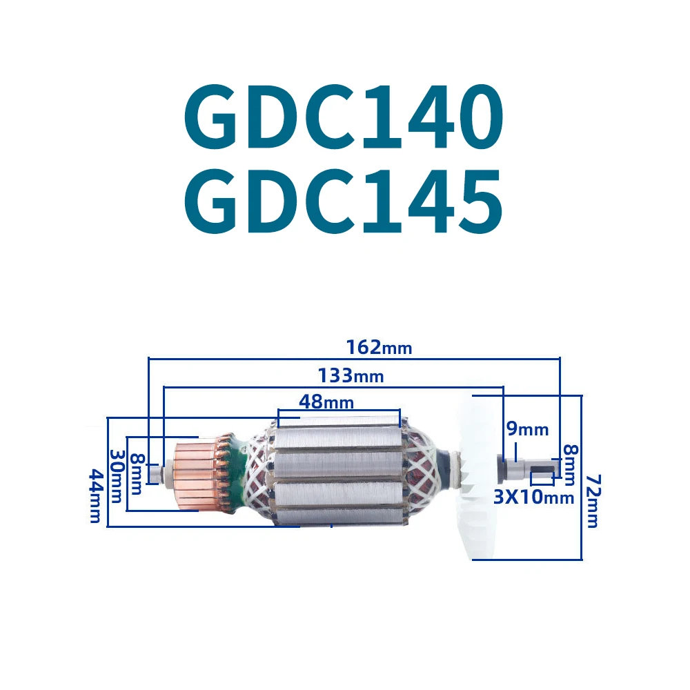 

Ротор (якорь) AC220-240В для электроинструмента Bosch GDC140 GDC145 (резаков), запчасть для замены