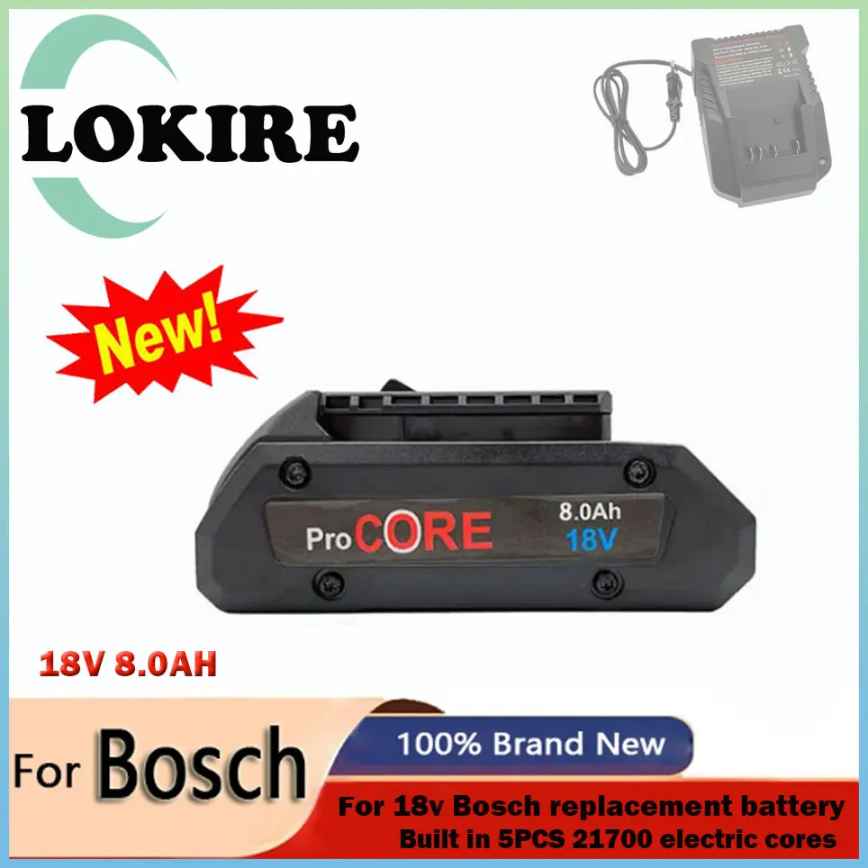 

For Bosch 18V 8.0AH ProCORE Replacement Battery for Bosch Professional System Cordless Tools BAT609 BAT618 GBA18V80 21700 Cell