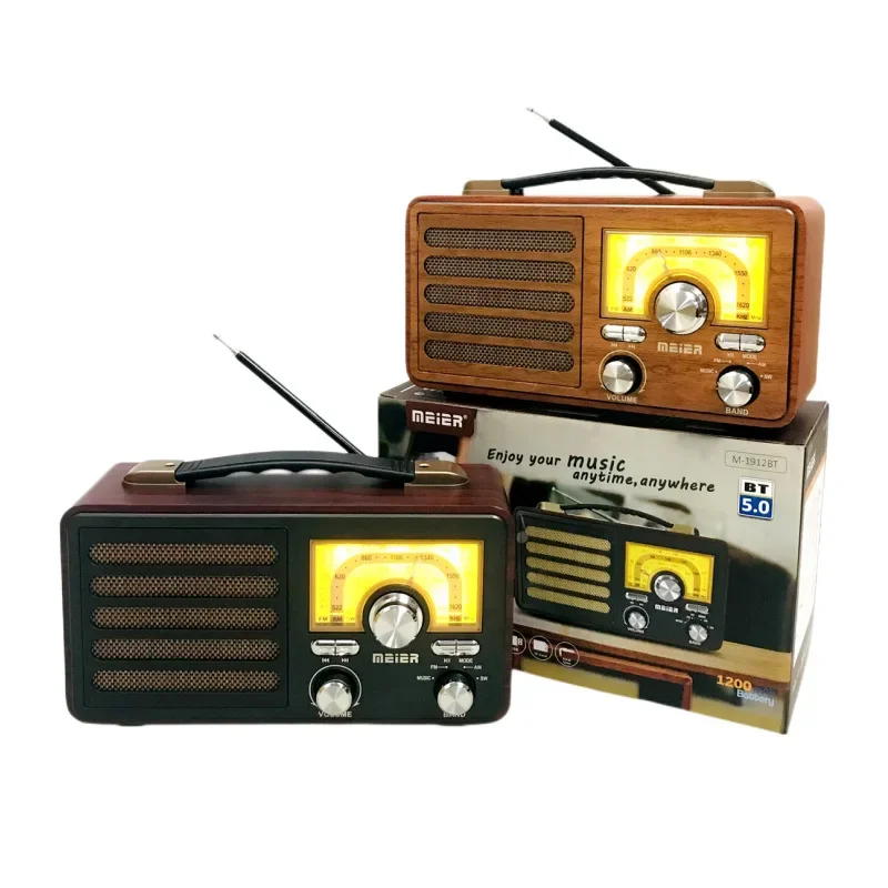 Portable Wireless Radio Speaker FM AM SW 3 Band Support BT USB/TF/Mp3 Player Outdoor Vintage Retro Radios with Backlit Compass