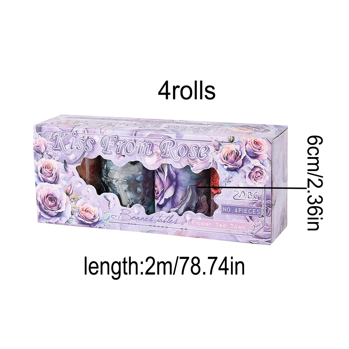 4 لفات/صندوق، شريط زهور رومانسي، مناسب للكتب اليدوية التي تصنعها بنفسك، والعناصر، وديكور تغليف الهدايا، ومستلزمات الديكور الرائعة