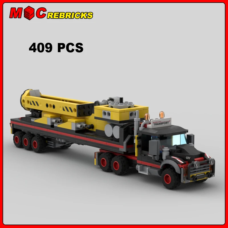 MOC Transportation Series Special Transport Truck & Flatbed Trailer Model DIY Assembling Brick Building Block Boy Toy Kids Gifts