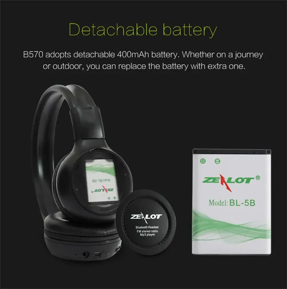 Zealot B570 Gaming Earphone Bass Foldable Over-Ear Wireless Headsets Blue Tooth Headphones Hifi 3D Stereo Earbuds With Mic manuf