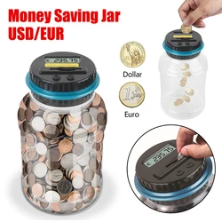 Digital LCD Counting Coin Money Saving Box Jar Large Capacity For USD EURO Money Electronic Counting Piggy Bank