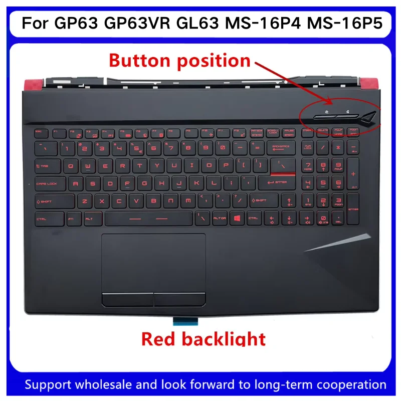New For Kailxuling GL63 GP63 MS-16P5 MS-16P4 MS-16P6 MS-16P7 Upper Case Palmrest Cover Red Backlit Keyboard