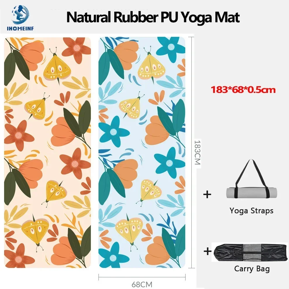 

5mm PU Body Building Fitness Exercise Workout Mattres 68cm Widened Non-slip Yoga Blanket Yoga Mats with Butterfly Patterns