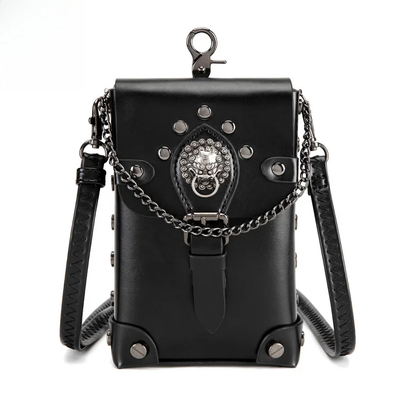 

Новая женская кожаная сумка через плечо в стиле панк, ретро, женская сумка через плечо, повседневная женская сумка для мобильного телефона для женщин