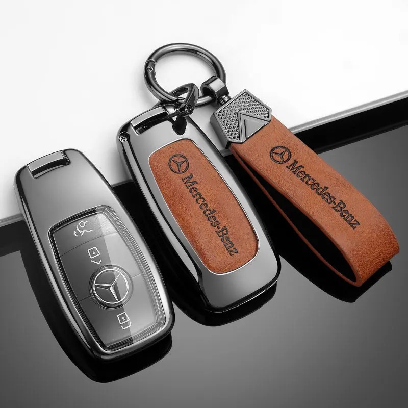 Кожаный Автомобильный Брелок с дистанционным управлением из цинкового сплава, оболочка для Mercedes Benz C260L A200L E200L E300L GLC260L, аксессуары для ключей Кожаный Автомобильный Брелок с дистанционным управлением из цинкового сплава, оболочка для Mercedes Benz C260L A200L E200L E300L GLC260L, аксессуары для ключей