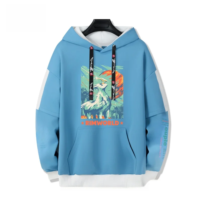 سترة هوديي من RimWorld للجنسين، مقاس فضفاض، ملابس كاجوال مريحة، ألياف بوليستر، أكمام بطول عادي للمراهقين والرجال