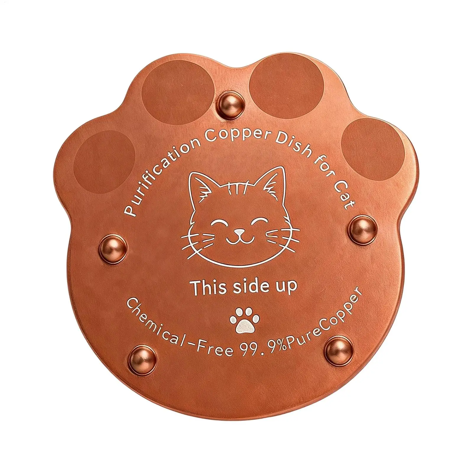 Copper Disc for Cat Water Bowl 4-Point Support Funny Paw Purify Cleaner Pet Water Bowl Copper Purifier Dish for Small Medium