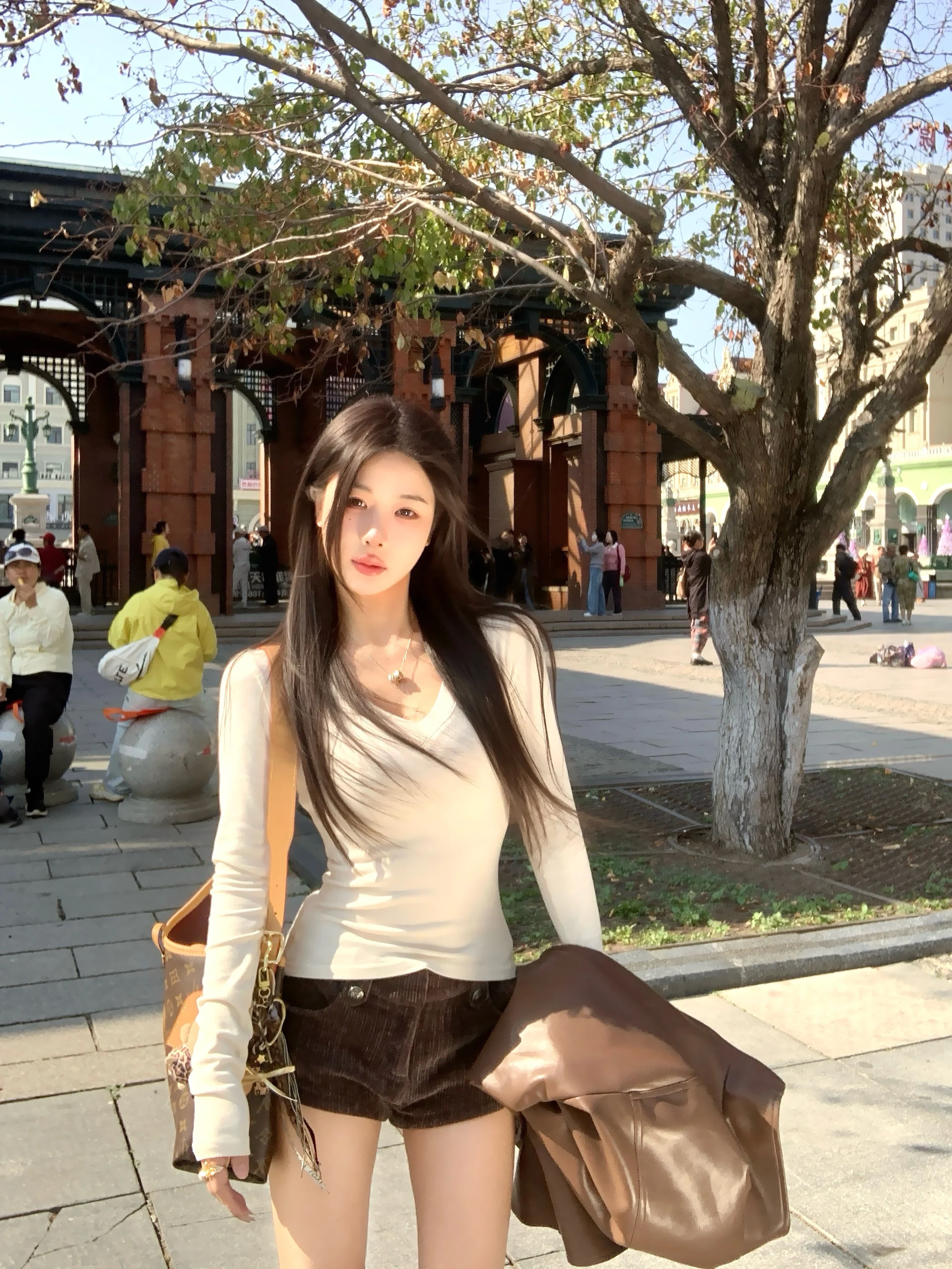 

Футболка Slim Fit Long Sve V-Ne с завязкой на талии, базовый слой, внутренняя одежда, топ для осени, мягкая и удобная трикотажная мягкая одежда