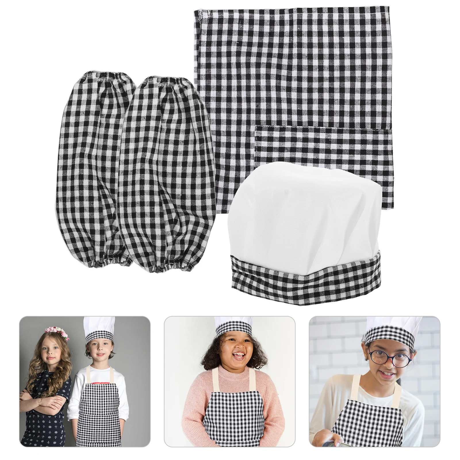 

1Set Kids Chef Apron for Cooking Baking Sets Adjustable Strap Clear Printing Comfortable Experience Good Helper