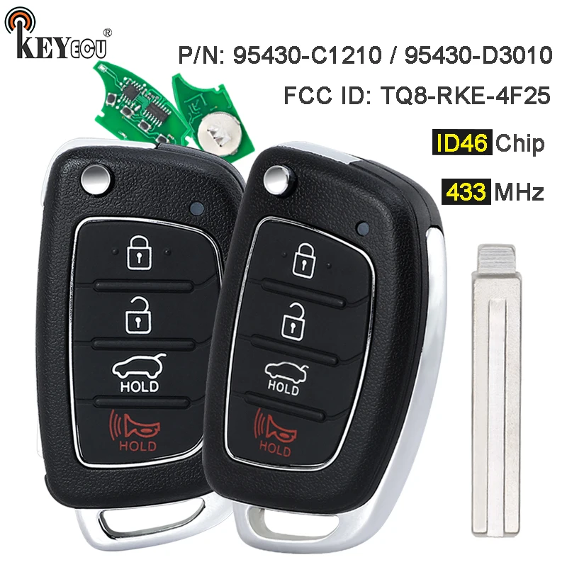 KEYECU 433.92MHz 4D60 Chip P/N: 95430-D3010 FCC ID: TQ8-RKE-4F25 Inteligentny pilot zdalnego sterowania do Hyundai Tucson 2015-2021