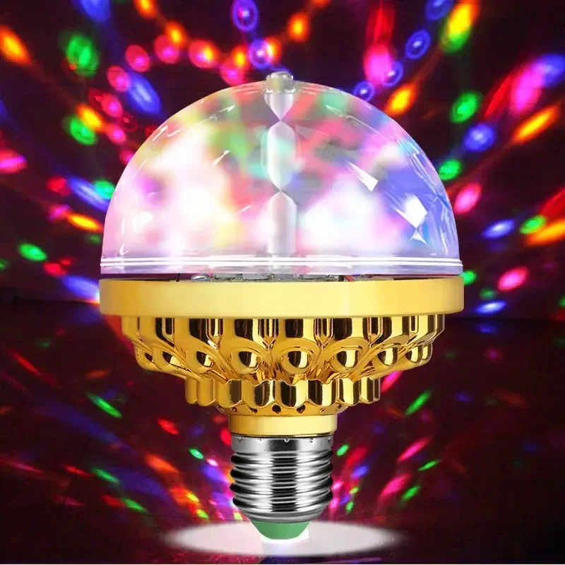 Heinast E27 LED RGB Lamp Bulb Magic Color Projector Auto Rotating Atmosphere Stage Light For Holiday Party Bar KTV Disco