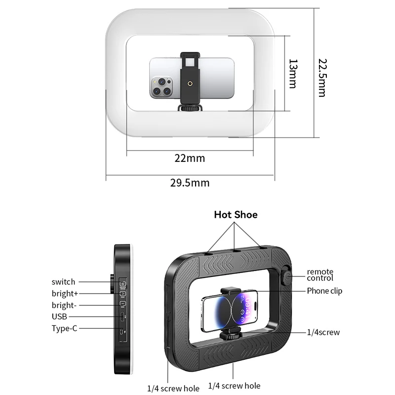 Three color dimming LED Ring Light Selfie Light Smartphone Video Rig for Smartphone Makeup Self Portrait Shooting with Bluetooth