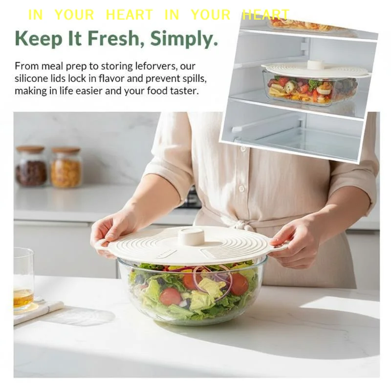 【X】3pcs Silicone Lids Set With Double Handle Pot Lid Heat-Resistant Microwave Splatterproof Cover Reusable For Bowls Plates Pans view 2
