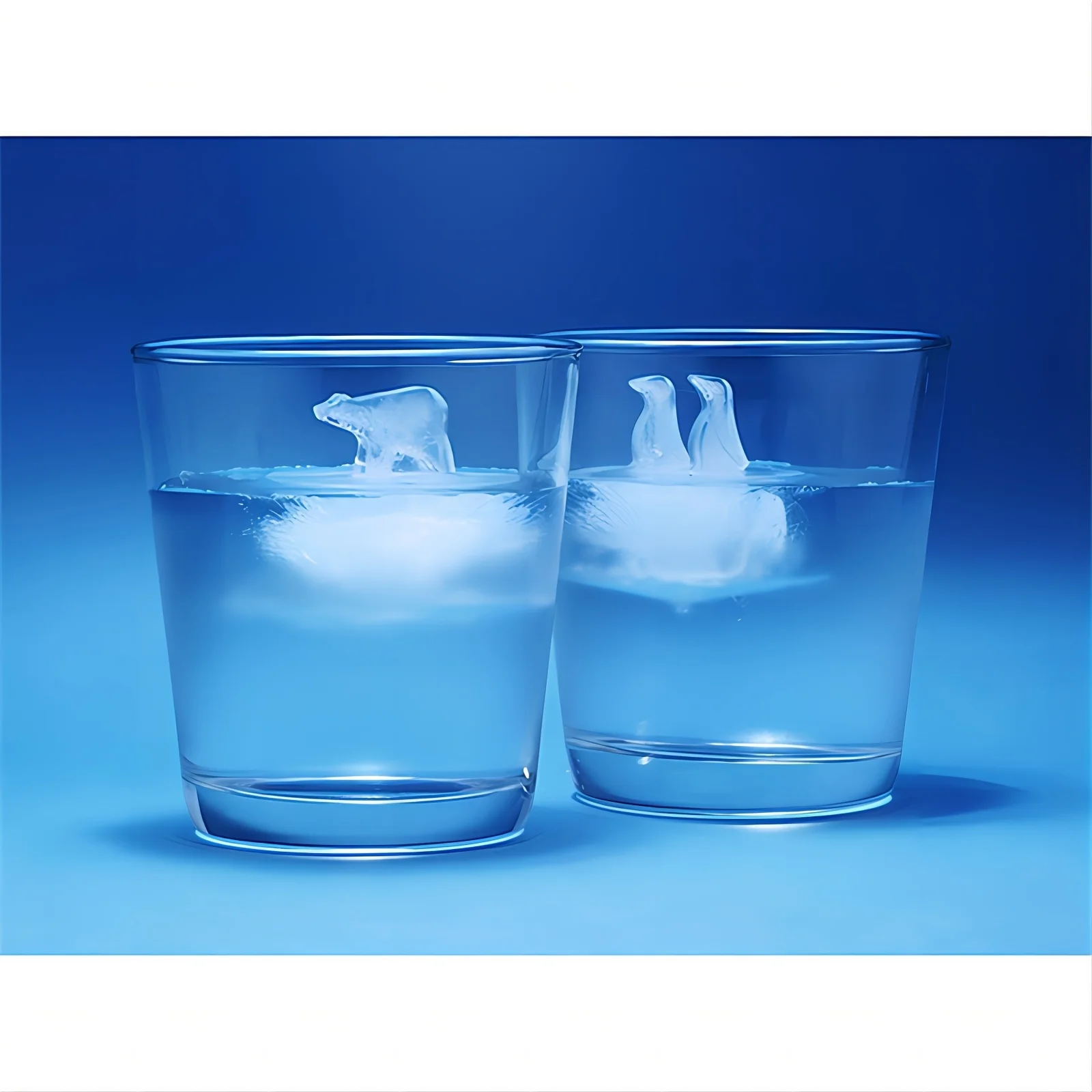 2pcs Polar  & Penguin Ice Cube Molds - Fun Animal Design for Drinks & Cocktails!