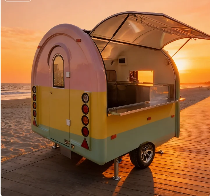 Customized Mobile Food Truck  Coffee Cart Dining Car Food Trailers Hotel Snack Burger Stainless Steel Customizable Color 2-Wheel