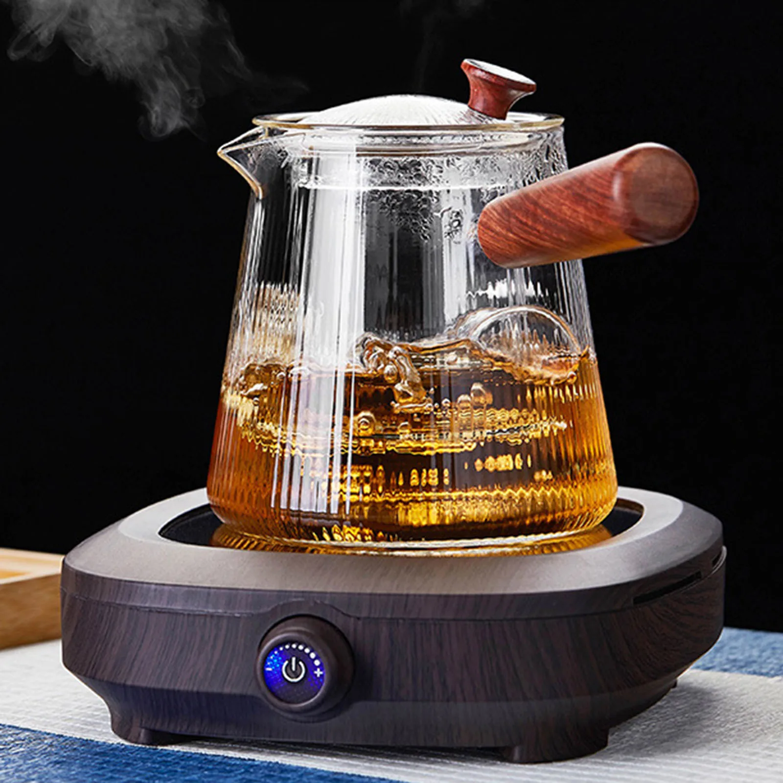 Side Handle Teapot Glass Single Pot Heat-Resistant Wood Handle Filter Household Electric Ceramic Stove Tea Pot Kung Fu Tea Set