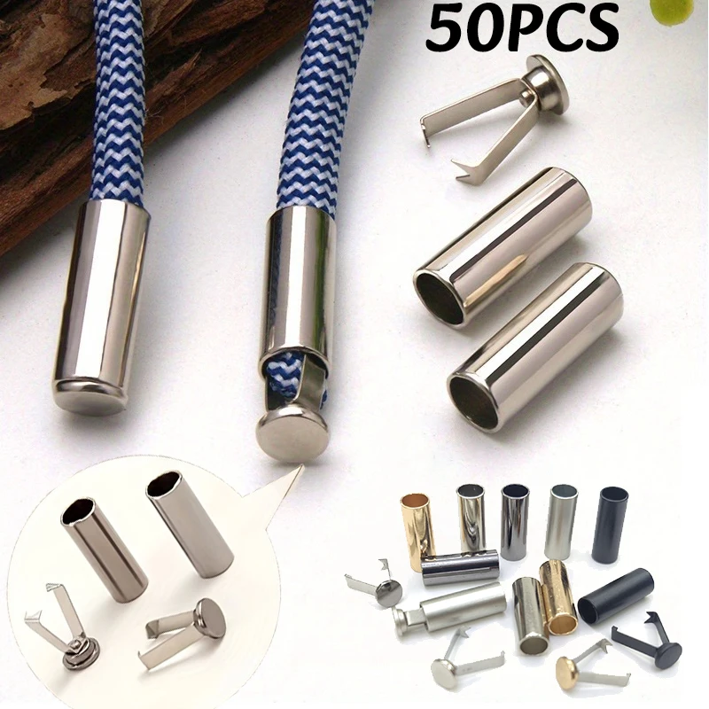 10-50pc Metal Rope End Stopper Pants Caps Drawstring Tail Rope Cords Lock Button Garment Hanging Buckles DIY Sewing Accessories