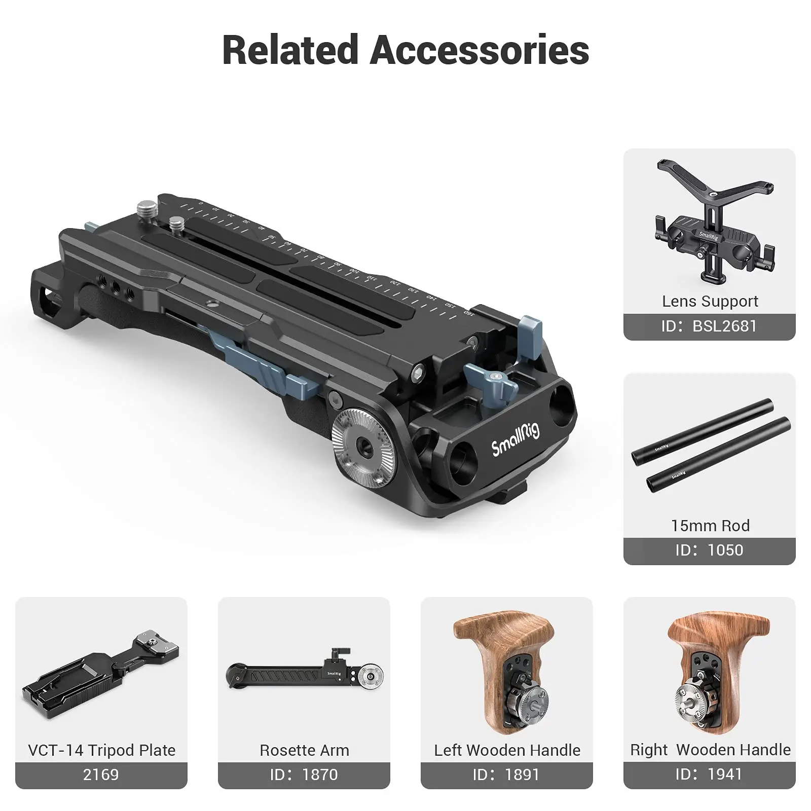 Imagem -06 - Smallrig-placa de Ombro Quick Release para Sony Adaptador de Tripé com Rosetas Chave Plana Embutida Pad Pro 2837b Vct14