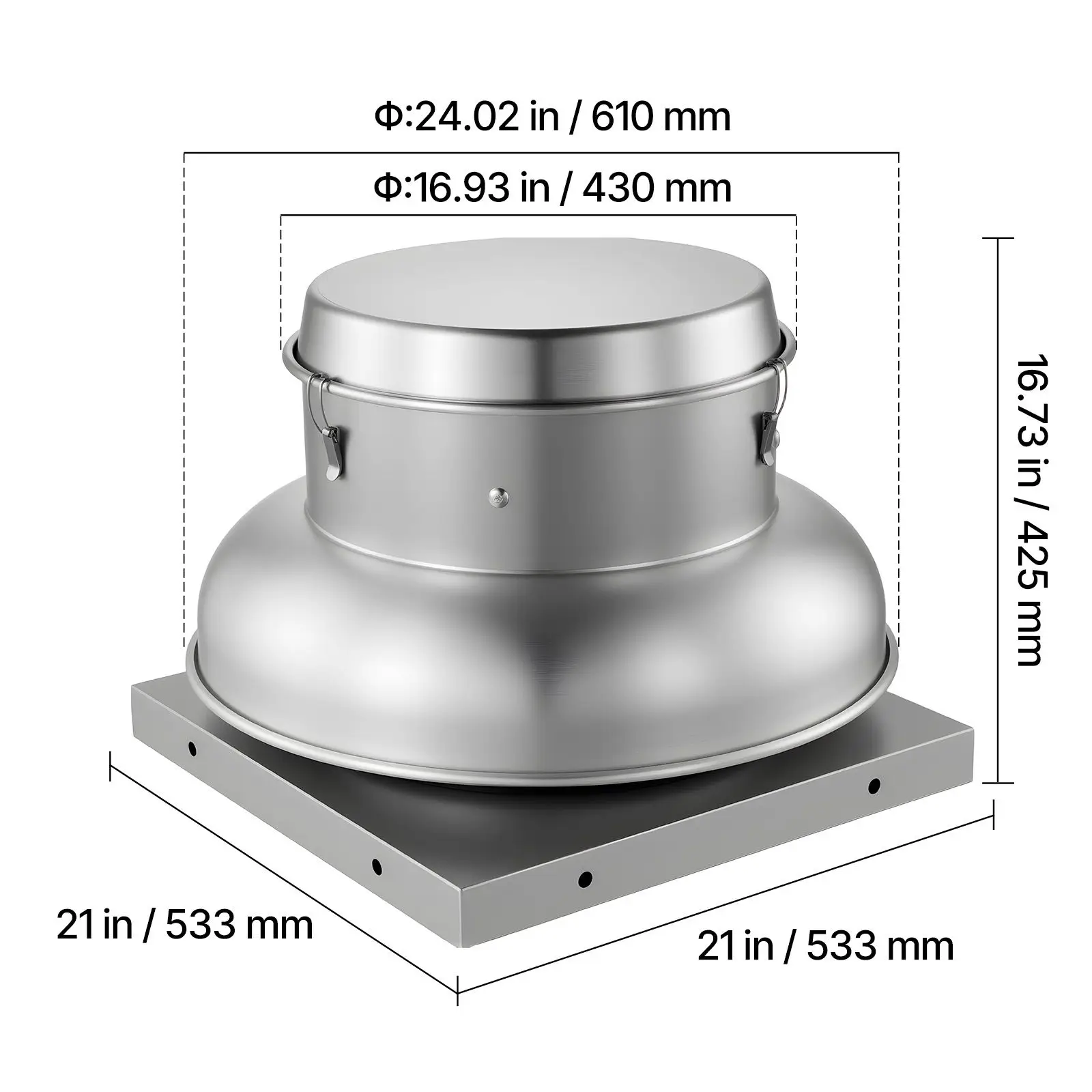 Roof Exhaust Fan, Attic Vent Fan with High-Power Motor, 21 inch Fan Base Heavy-Duty Aluminum Alloy, Speed Control Adjustable Air