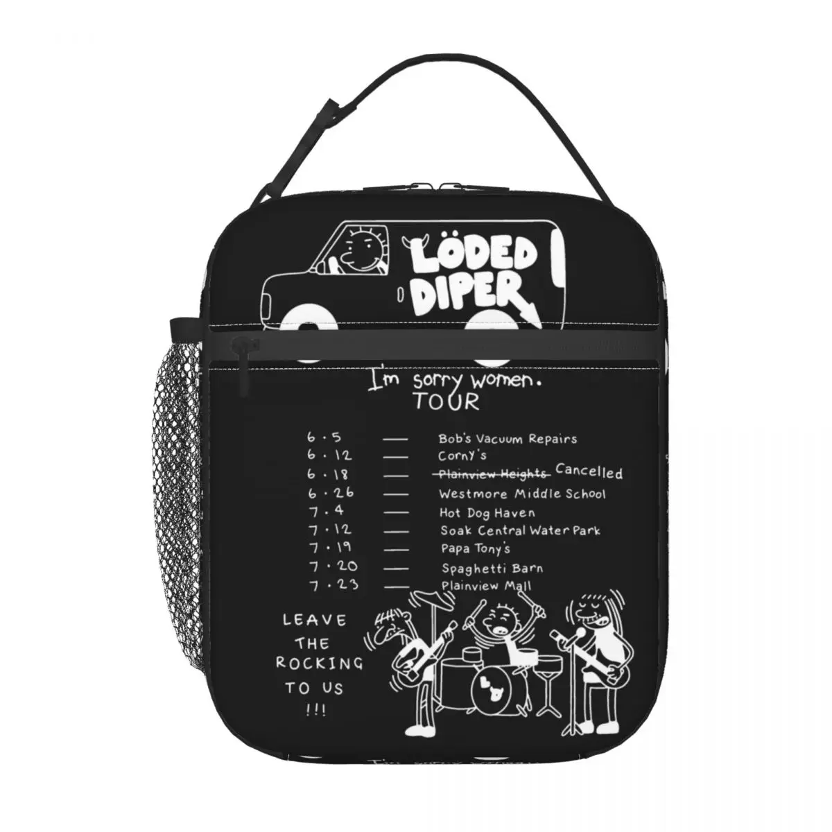 Boîte à lunch isotherme pour l'école, sac fourre-tout, Rock Band, Loded Diper Tour, produit blanc, glacière thermique, style Ins