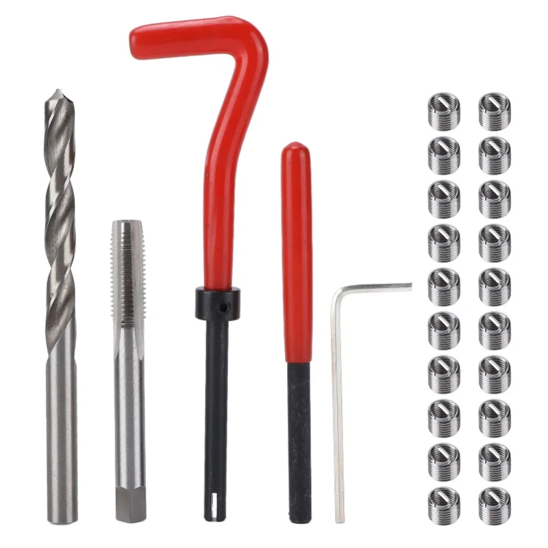 

Thread Repair Kit M8x1.25mm Screw Coil Inserts Twist Bit Hex Wrench Tapping Drilling Tool Set