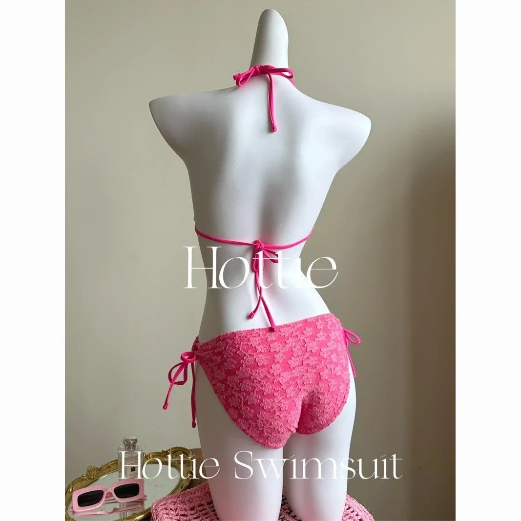 American Sweetheart Star Print Three Piece Bikini Set Mesh Cover Up Lace Swimsuit For Beach Pool