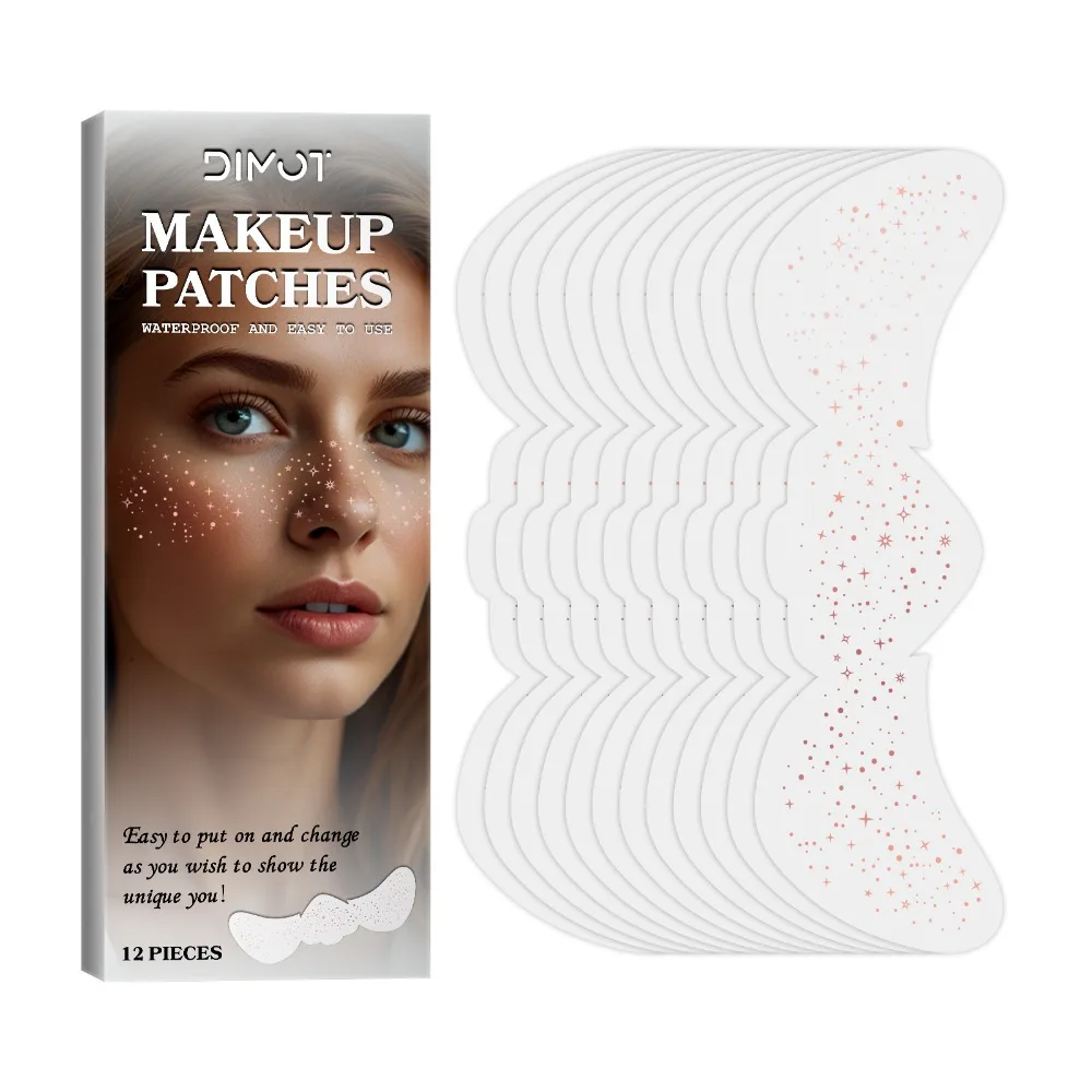 12 Pcs Waterproof Face Makeup Patches Glitter Sparkle Glitter Freckles Sparkle Makeup Patches Freckles Silver Gold