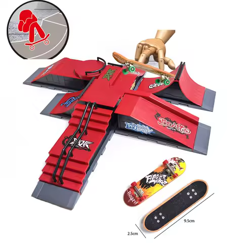 Finger Skatepark Set Professional Tech Practice Deck Platform Stunt Finger Skateboard DIY Assemble Ramp Park Kits Toys For Kids