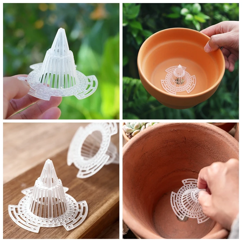 1~10 Pcs Garden Cone Flower Pot Drainage Hood Plant Bottom Grid Mat Cone Bottom Leak-proof Breathable Drainage Hole Protect Soil