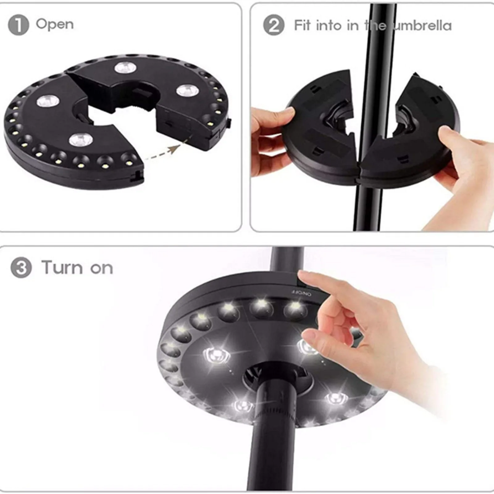 28 LED Umbrella Light Lantern Outdoor Camping Light Poles Tent Light With Hanging Hook Assmbly For Garden Patio Beach Fishing
